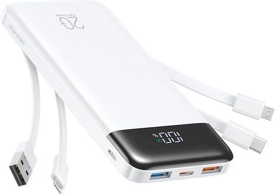 Charmast W2065 Baterie Externă 20000mAh 20W cu 2 Porturi USB-A și Port USB-C Power Delivery / Quick Charge Alb