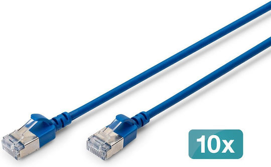 Digitus F/FTP Cat.6a (Gigabit) Мрежов Кабел Ethernet 2м Син 10 Бройки