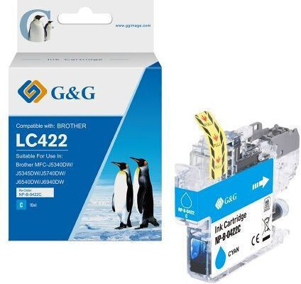 G&G Συμβατό Μελάνι Εκτυπωτή InkJet Brother Brother Lc422c 550 Σελίδων Κυανό 1τμχ
