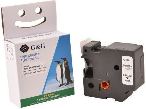 G&G Label Maker Tape 1m x 24mm in Black Colour Compatible with Dymo D1
