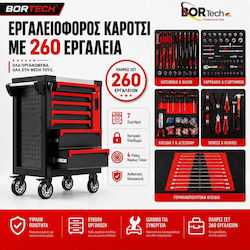 Bortech Metallischer Werkzeugkisten WJS-T0703-260-Rot
