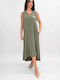 Sommer Maxi T-Shirt Kleid Khaki