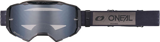 Motocross Goggles O'Neal B-22 Core Black Gray Silver Mirror