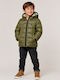 Kids Quilted Short Jacket with Lining & Hood Green
