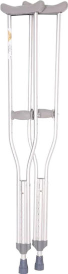Medical Brace Verstellbare Aluminium-Achselkrücken Medium Höhe 104-135cm Grau 2 Stück
