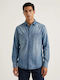 Long Sleeve Overshirt in Regular Fit Blue