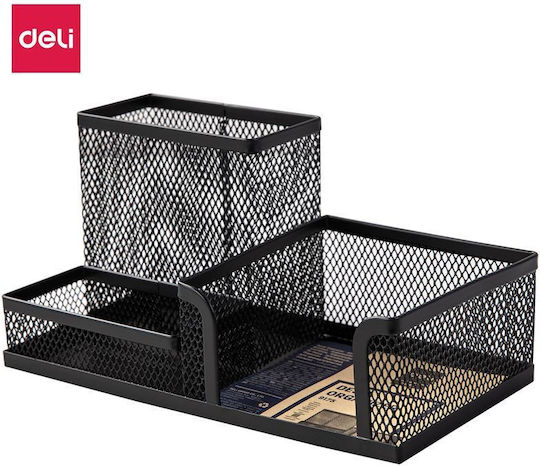 Deli Office Organizer Metal Mesh 3 Compartments Black