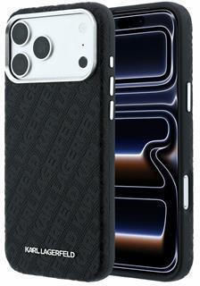 Karl Lagerfeld PU Grained Allover Semi Wrap Magsafe Case iPhone 18 Pro Max Черен