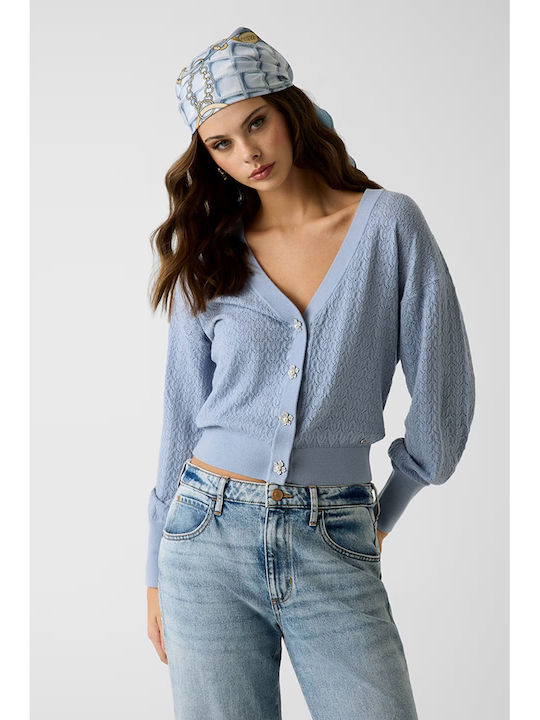 Guess Short Women's Knitted Cardigan Light Blue