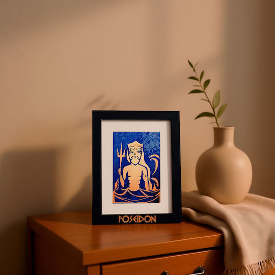Inspiral Tree Copper Painting God Poseidon Frame 17.5 × 22.5 Cm