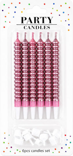 Set Geburtstagskerzen Wellenförmig 6 Stücke Rosa