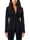 Moutaki Long Women's Velvet Blazer Black