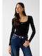 W6yp21k4356-jblk Guess Ls Square Nk Larissa Body Γυναικείο Κορμάκι Μαύρο