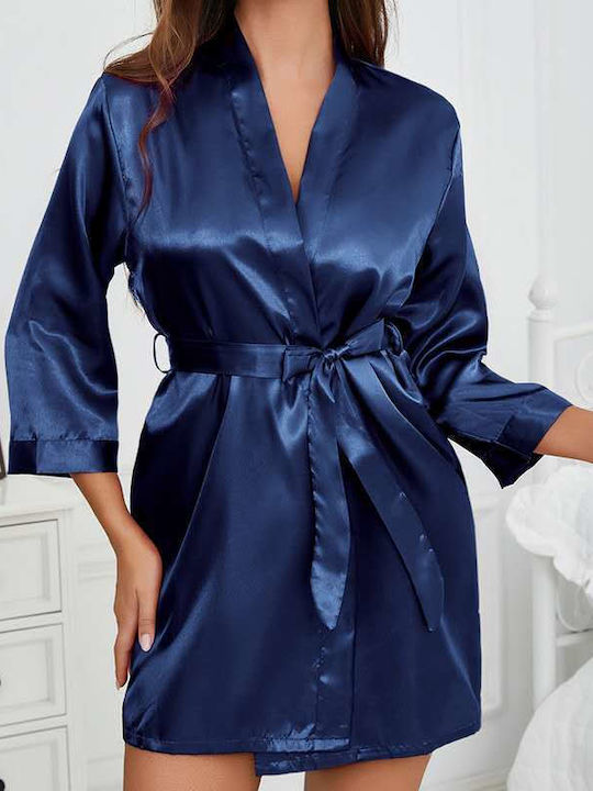 Intimonna Sommer Damen Schlafanzug Robe Blau