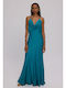 Effie Summer Maxi Slip Dress for Wedding Christening Open Back Petrol