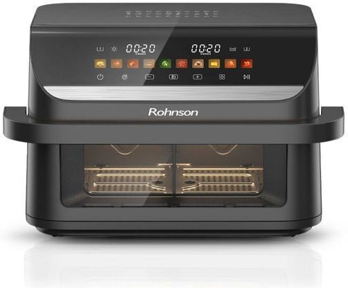 Rohnson Heißluftfritteuse mit Doppeltem Abnehmbaren Behälter 5lt Schwarz R-28011