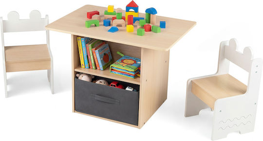 Costway Kinder Tische Set mit Stühlen für Malerei Weiß Costway