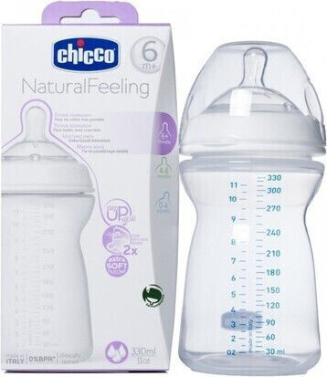 Chicco Пластмасово Бебешко Бутилка Против Колики с Силиконов Биберон за 6+ Месеца Многоцветно 330 ml