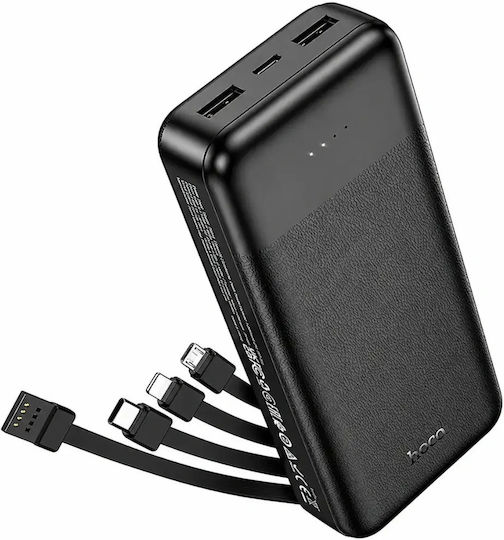 Hoco J163A Power Bank 20000mAh 20W mit 2 USB-A Ausgangsanschlüsse und USB-C Ausgangsanschlüsse Quick Charge Schwarz