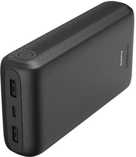 HAMA New Performance 24 Power Bank 24000mAh mit 2 USB-A Ausgangsanschlüsse und USB-C Ausgangsanschlüsse Power Delivery Grau
