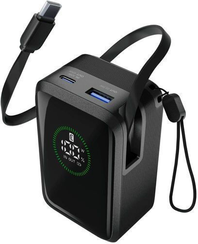 Cellular Line Roller Baterie externă 10000mAh 65W cu Port USB-A și Port USB-C Negru