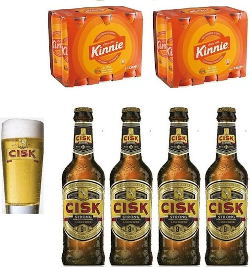 Ποτηρι Μπιρας Cisk 400ml 12x Kinnie Full Sugar 330ml 4x Cisk Strong Lager 9% 330ml