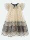 Rochie de fete cu dantelă cu buline Biscuit Ecru