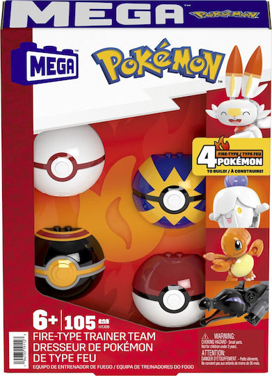 Mattel Конструктори Pokemon Mega Set 4 Fire Team Balls за 6+ Годишни 105 бр