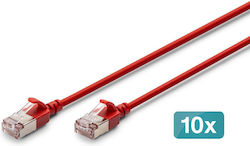 Digitus F/FTP Cat.6a (Gigabit) Network Cable Ethernet 1m Red 10 Pieces Digitus F/FTP Cat.6a (Gigabit) Network Cable Ethernet 1m Red 10 Pieces