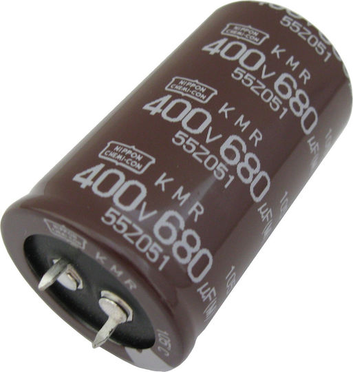 680микрофаради 400V Snap-in Кондензатор Nippon Chemi-con Ø30x50мм Ls:10мм 2000ч @ 105°С Серия Kmr 680микрофаради