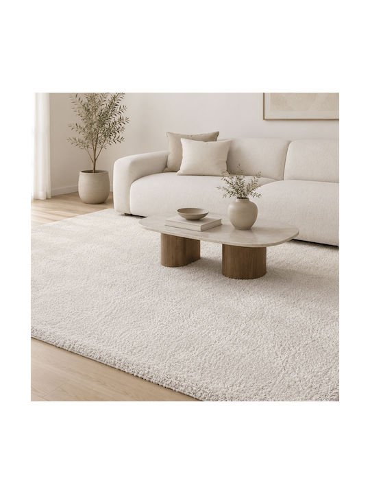 Polcarpet Satin Shaggy Rectangular Rug Beige 13...