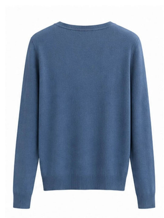 Women's Long Sleeve Blouse with V-Neckline Blue