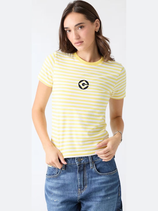 Damen T-shirt Gestreift Gelb W6YI60_K6413_S20Z