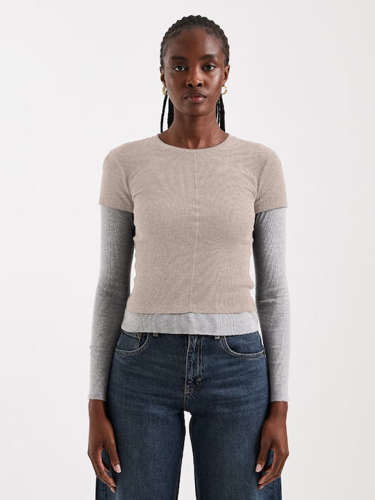 Bluza Damă Mânecă Lungă Gri