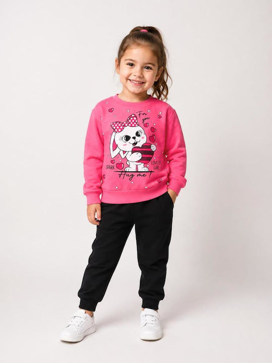 Kids Sweatpants Set With Top Pink