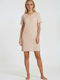 Pink Label Summer Cotton Women's Nightgown Soft Stripe