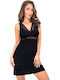 Donna Sommerliches Damen-Nachthemd Schwarz