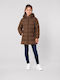 Kids Long Denim Jacket with Hood Brown
