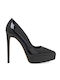 Leather Heels with High Heel Black