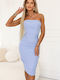 Summer Midi Slip Dress for Wedding / Christening Strapless Sky Blue