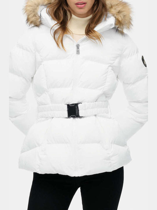 Superdry Fuji Дамско Puffer Яке за Зима Бяло