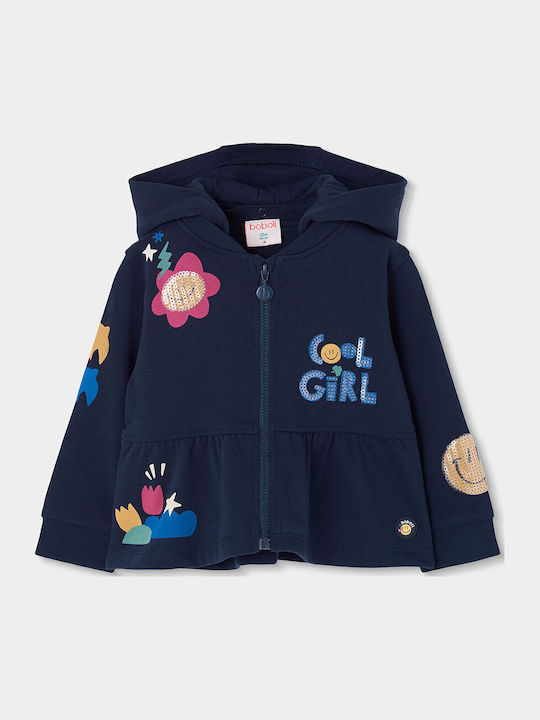 Fleece Kinder-Sweatshirt Strickjacke mit Kapuze Dunkelblau