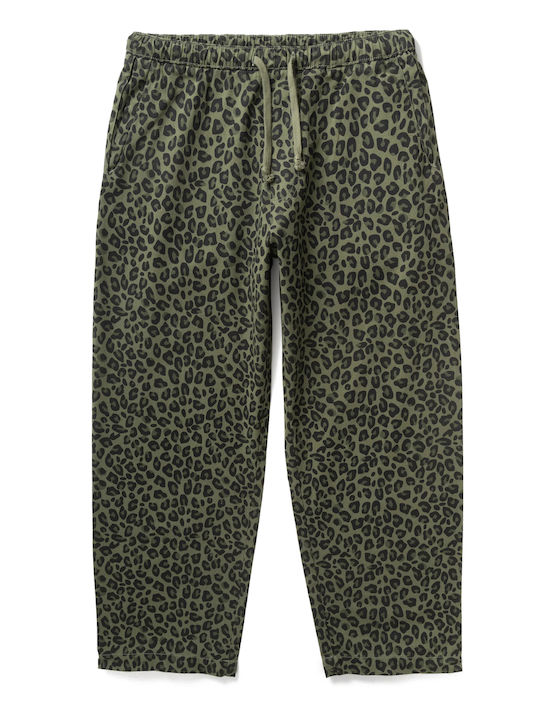Men's Trousers Relaxed Fit Green Leopard