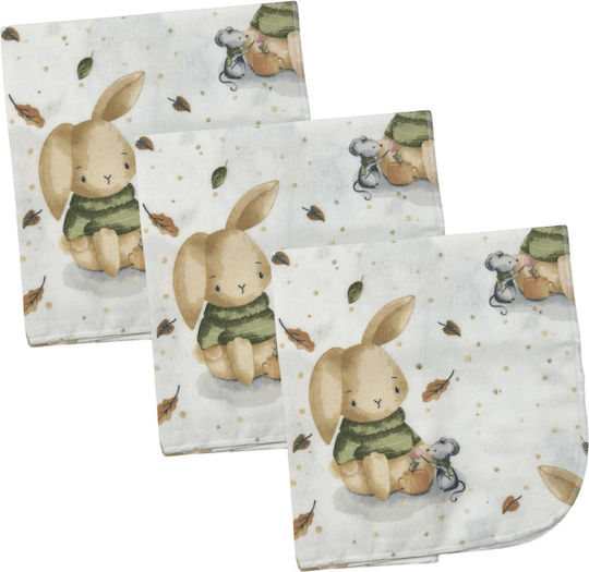 Bunny Bebe Flannel Swaddle Blankets Multicolour 80x80cm 3 Pieces