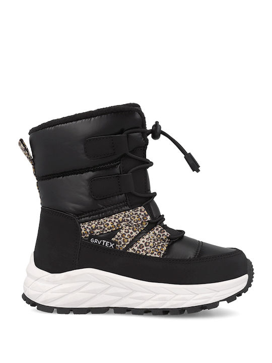 Anatomische Kinder-Schneestiefel mit Schnürsenkeln Schwarz