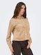 Long Sleeve Women's Denim Shirt Beige