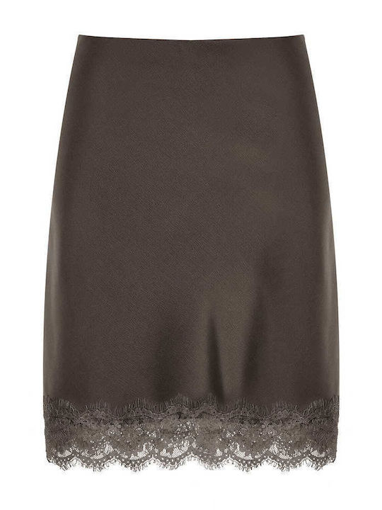 Celestino Damenrock Mini Satin Spitze Braun