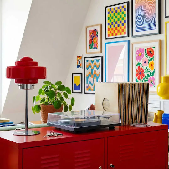 Selected by Pragmatic Metal Table Lamp for E27 Socket with Red Shade and Base