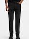Men's Elastic Tapered Jeans Pants Black