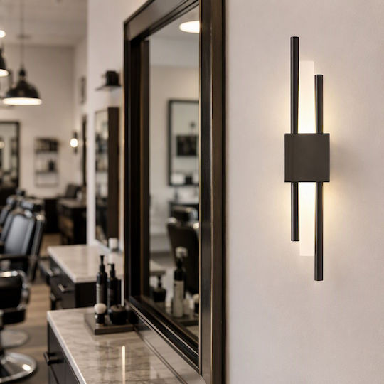 Lumină de perete modernă cu LED integrat și lumină alb cald neagră 8x50x50cm